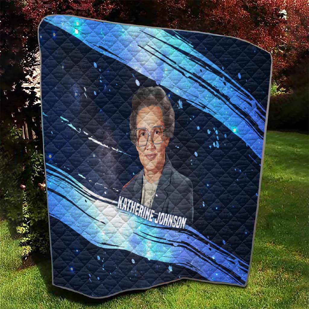 Katherine Johnson Quilt with Galaxy Background, Hidden No More Quote and Rocket Brain Equation - African Pride