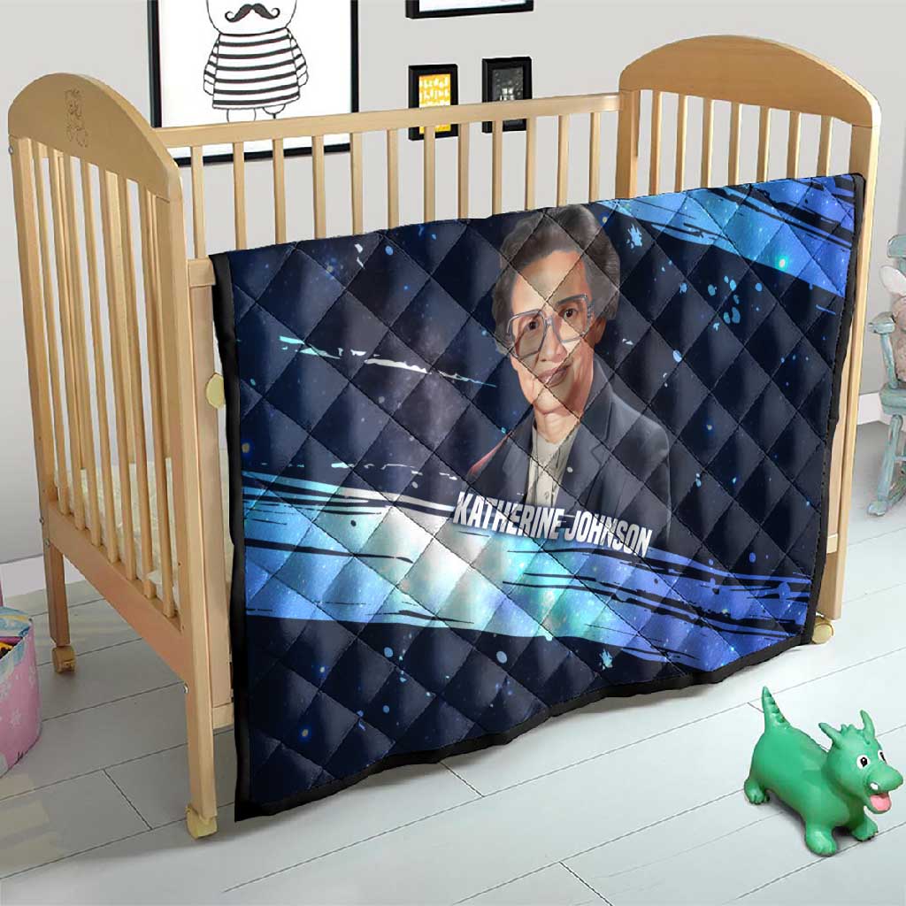 Katherine Johnson Quilt with Galaxy Background, Hidden No More Quote and Rocket Brain Equation - African Pride