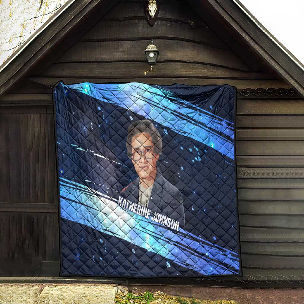 Katherine Johnson Quilt with Galaxy Background, Hidden No More Quote and Rocket Brain Equation - African Pride