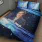 Katherine Johnson Quilt Bed Set with Galaxy Background, Hidden No More Quote and Rocket Brain Equation - African Pride