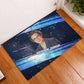 Katherine Johnson Rubber Doormat with Galaxy Background, Hidden No More Quote and Rocket Brain Equation - African Pride