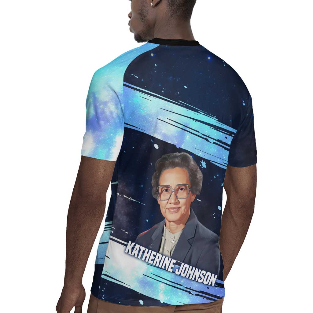 Katherine Johnson Rugby Jersey with Galaxy Background, Hidden No More Quote and Rocket Brain Equation - African Pride