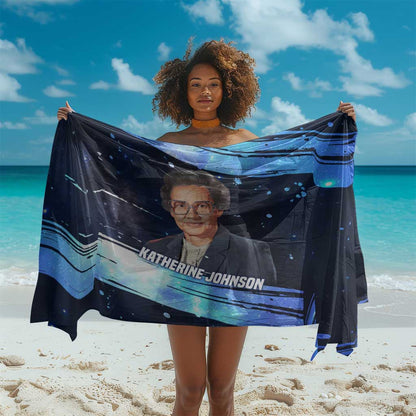 Katherine Johnson Sarong with Galaxy Background, Hidden No More Quote and Rocket Brain Equation - African Pride