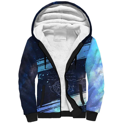 Katherine Johnson Sherpa Hoodie with Galaxy Background, Hidden No More Quote and Rocket Brain Equation - African Pride