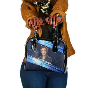 Katherine Johnson Shoulder Handbag with Galaxy Background, Hidden No More Quote and Rocket Brain Equation - African Pride