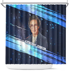 Katherine Johnson Shower Curtain with Galaxy Background, Hidden No More Quote and Rocket Brain Equation - African Pride