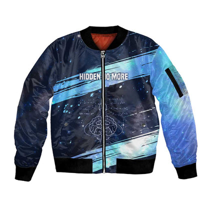 Katherine Johnson Sleeve Zip Bomber Jacket with Galaxy Background, Hidden No More Quote and Rocket Brain Equation - African Pride