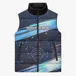 Katherine Johnson Sleeveless Puffer Jacket with Galaxy Background, Hidden No More Quote and Rocket Brain Equation - African Pride