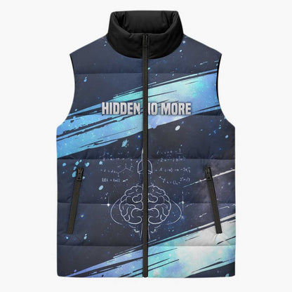 Katherine Johnson Sleeveless Puffer Jacket with Galaxy Background, Hidden No More Quote and Rocket Brain Equation - African Pride