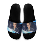 Katherine Johnson Slide Sandals with Galaxy Background, Hidden No More Quote and Rocket Brain Equation - African Pride