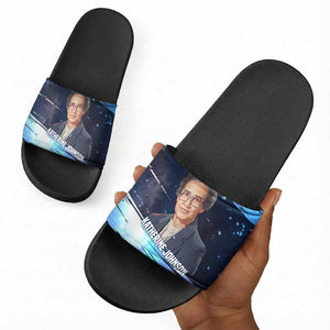 Katherine Johnson Slide Sandals with Galaxy Background, Hidden No More Quote and Rocket Brain Equation - African Pride