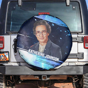 Katherine Johnson Spare Tire Cover with Galaxy Background, Hidden No More Quote and Rocket Brain Equation - African Pride