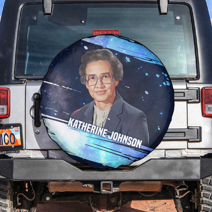 Katherine Johnson Spare Tire Cover with Galaxy Background, Hidden No More Quote and Rocket Brain Equation - African Pride