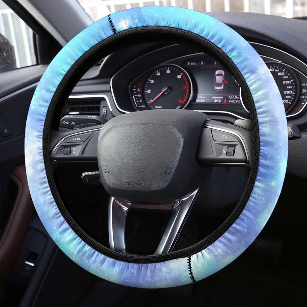 Katherine Johnson Steering Wheel Cover with Galaxy Background, Hidden No More Quote and Rocket Brain Equation - African Pride