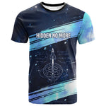 Katherine Johnson T shirt with Galaxy Background, Hidden No More Quote and Rocket Brain Equation - African Pride