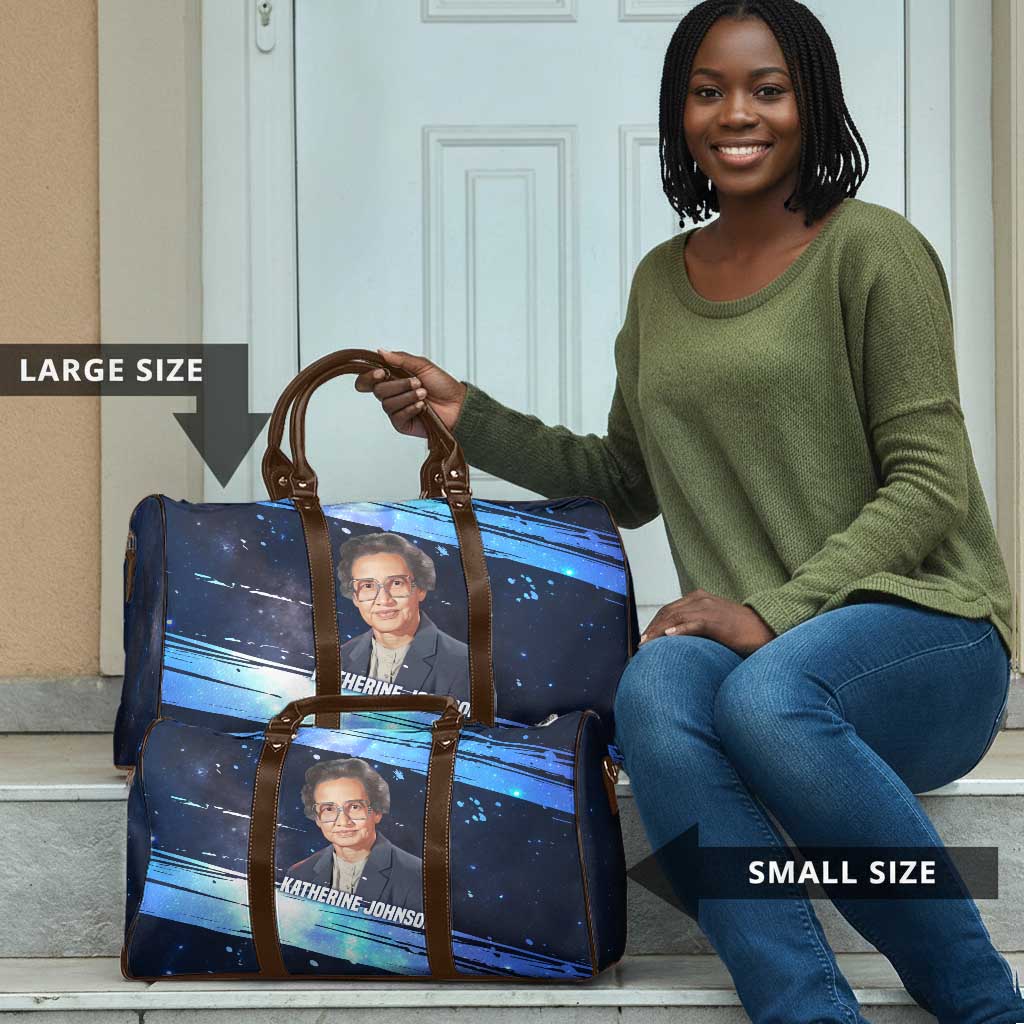 Katherine Johnson Travel Bag with Galaxy Background, Hidden No More Quote and Rocket Brain Equation - African Pride