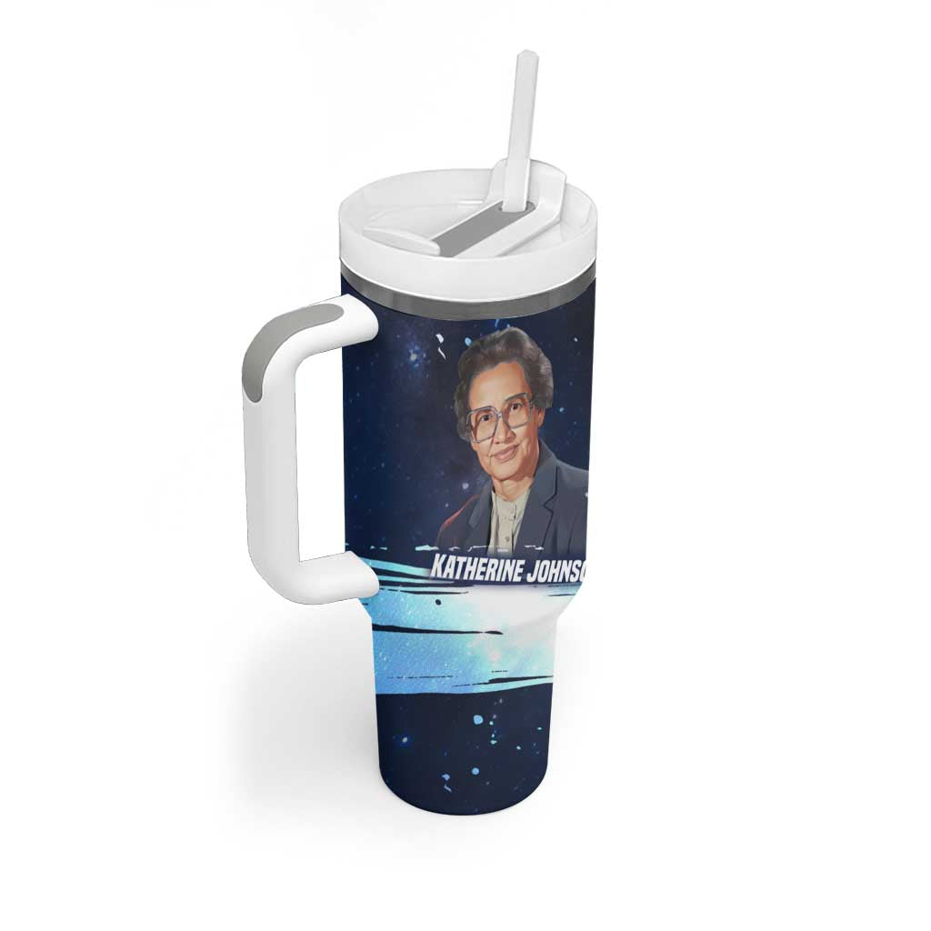 Katherine Johnson Tumbler With Handle with Galaxy Background, Hidden No More Quote and Rocket Brain Equation - African Pride