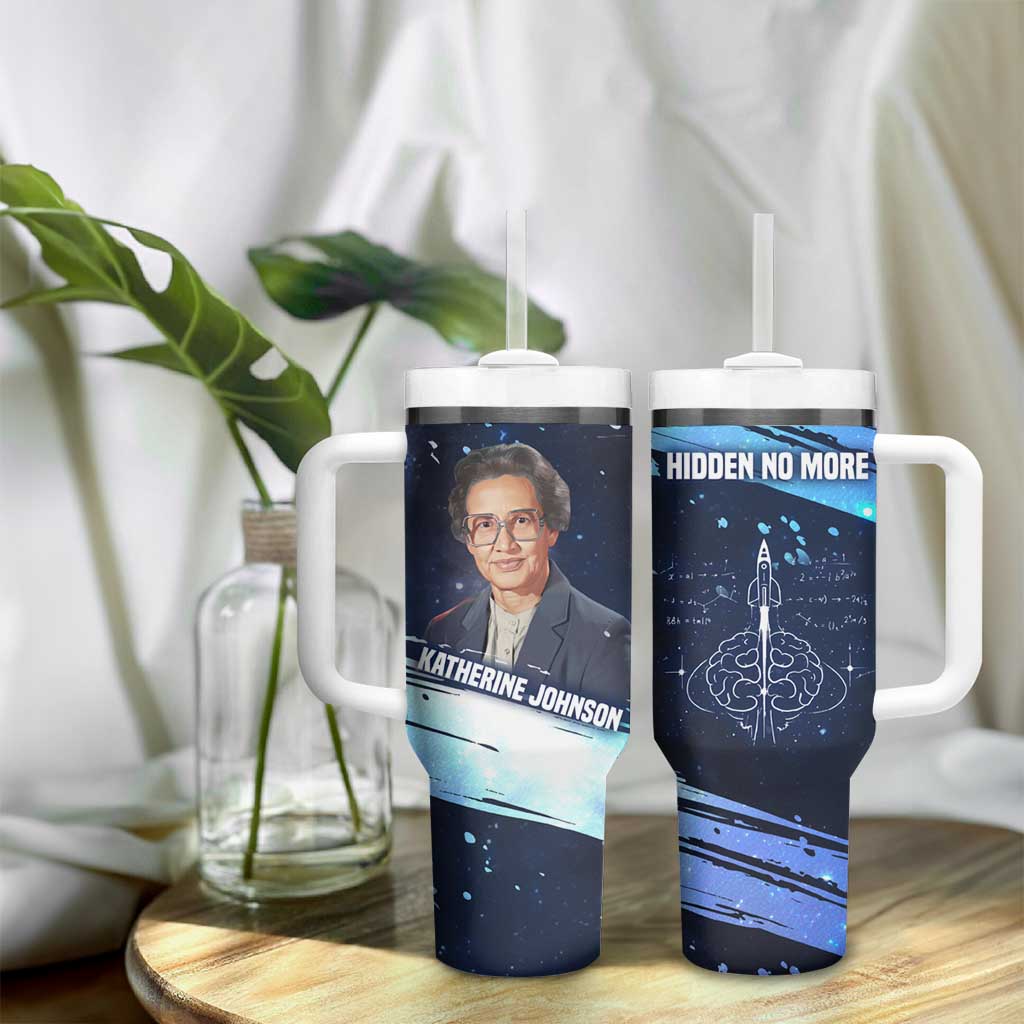 Katherine Johnson Tumbler With Handle with Galaxy Background, Hidden No More Quote and Rocket Brain Equation - African Pride