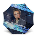Katherine Johnson Umbrella with Galaxy Background, Hidden No More Quote and Rocket Brain Equation - African Pride