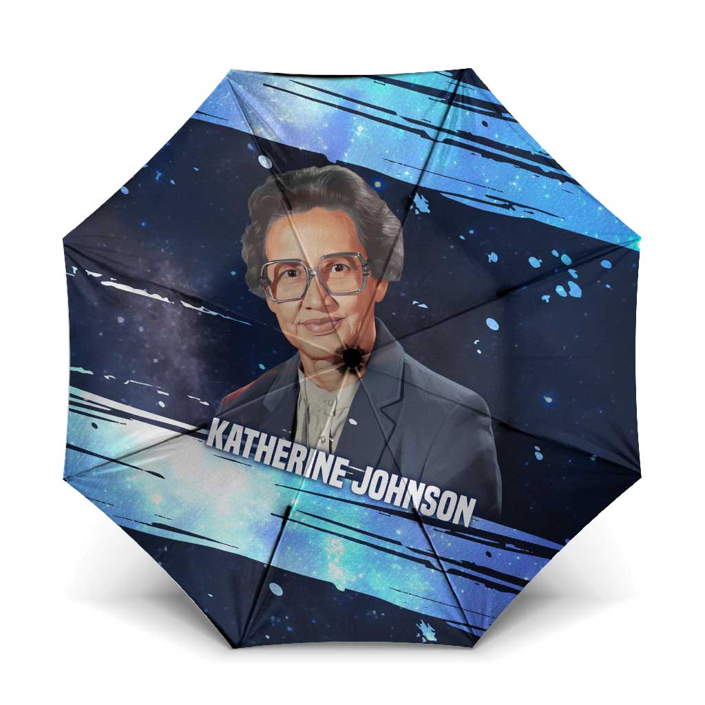Katherine Johnson Umbrella with Galaxy Background, Hidden No More Quote and Rocket Brain Equation - African Pride