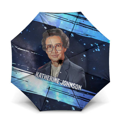 Katherine Johnson Umbrella with Galaxy Background, Hidden No More Quote and Rocket Brain Equation - African Pride