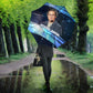 Katherine Johnson Umbrella with Galaxy Background, Hidden No More Quote and Rocket Brain Equation - African Pride