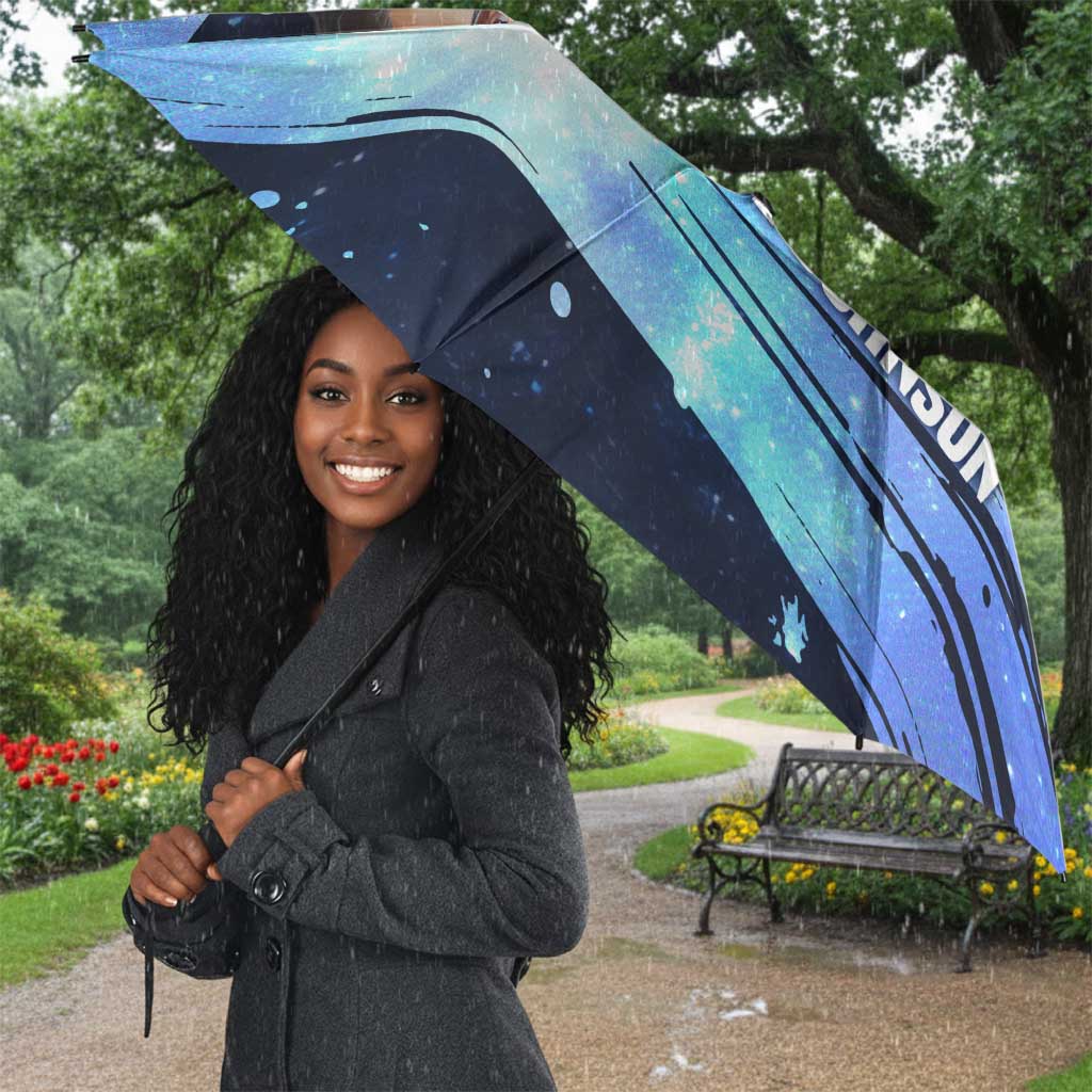 Katherine Johnson Umbrella with Galaxy Background, Hidden No More Quote and Rocket Brain Equation - African Pride