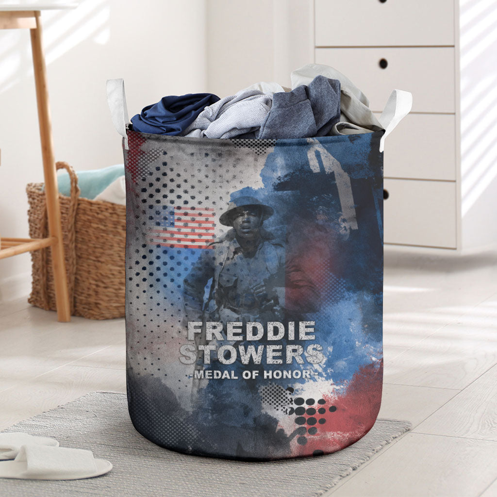 Freddie Stowers Laundry Basket African American Military Hero - Medal Of Honor 157th Infantry Division