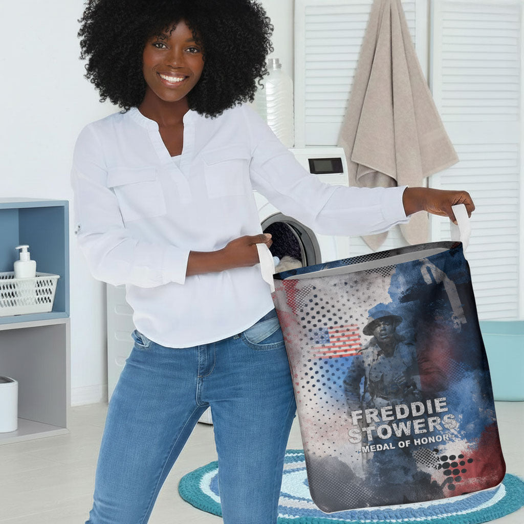 Freddie Stowers Laundry Basket African American Military Hero - Medal Of Honor 157th Infantry Division