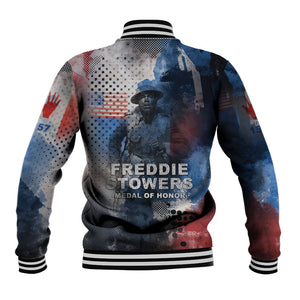 Freddie Stowers Baseball Jacket African American Military Hero - Medal Of Honor 157th Infantry Division