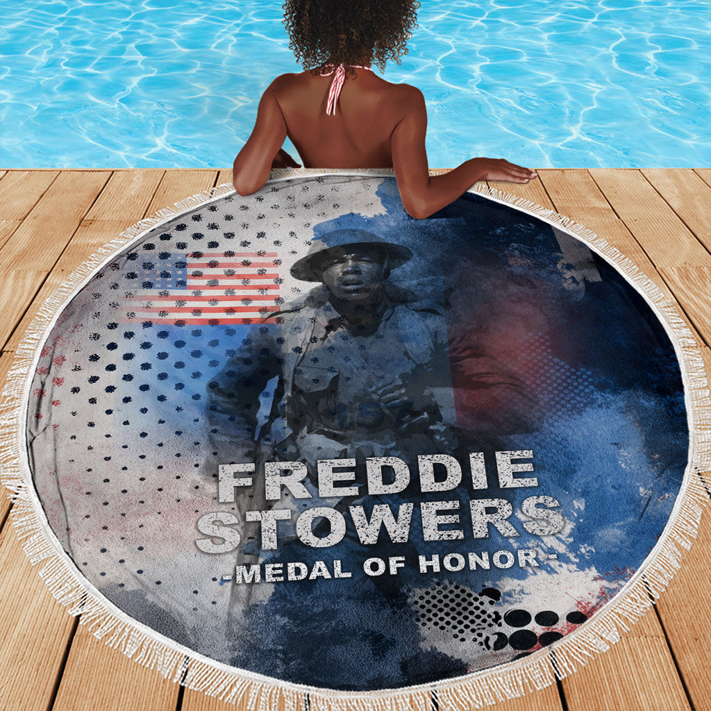 Freddie Stowers Beach Blanket African American Military Hero - Medal Of Honor 157th Infantry Division