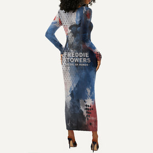 Freddie Stowers Long Sleeve Bodycon Dress African American Military Hero - Medal Of Honor 157th Infantry Division