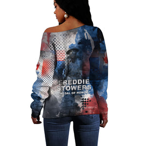 Freddie Stowers Off Shoulder Sweater African American Military Hero - Medal Of Honor 157th Infantry Division
