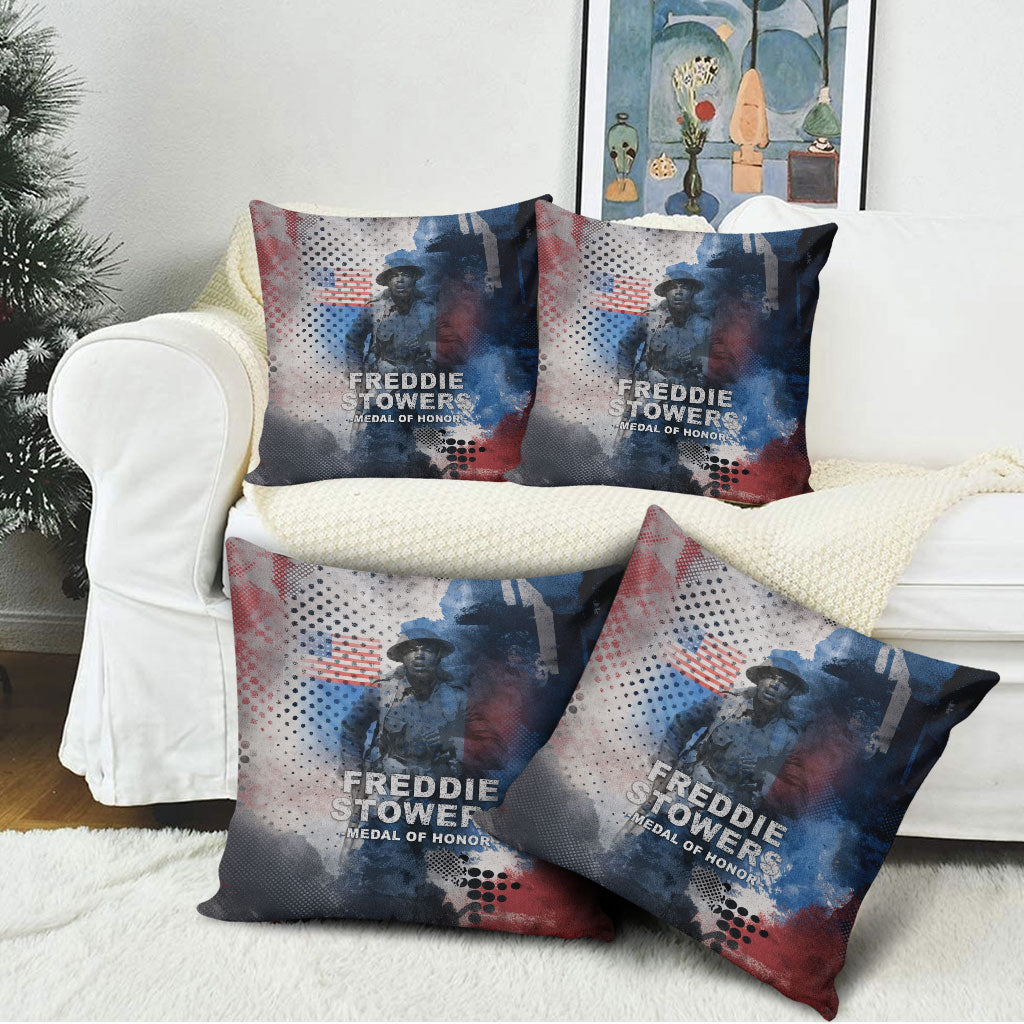 Freddie Stowers Pillow Cover African American Military Hero - Medal Of Honor 157th Infantry Division