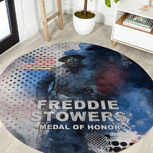 Freddie Stowers Round Carpet African American Military Hero - Medal Of Honor 157th Infantry Division