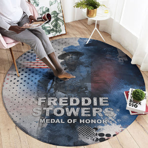 Freddie Stowers Round Carpet African American Military Hero - Medal Of Honor 157th Infantry Division