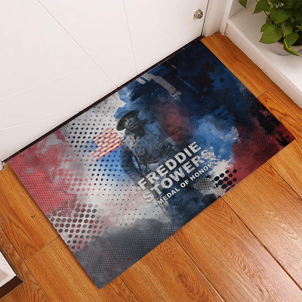 Freddie Stowers Rubber Doormat African American Military Hero - Medal Of Honor 157th Infantry Division