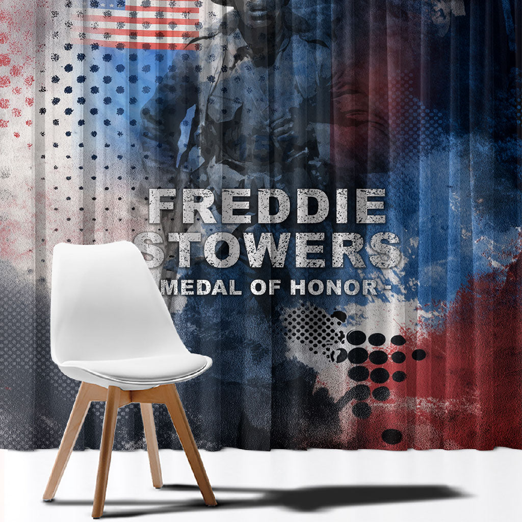 Freddie Stowers Window Curtain African American Military Hero - Medal Of Honor 157th Infantry Division