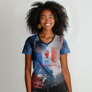 Freddie Stowers Women V-Neck T-Shirt African American Military Hero - Medal Of Honor 157th Infantry Division