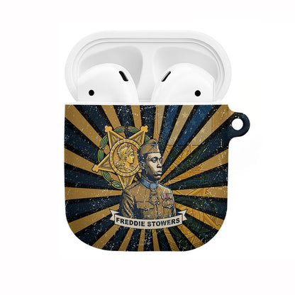 Freddie Stowers AirPods Case Medal Of Honor Hero - Vintage Retro Sunburst - Military Valor Heritage