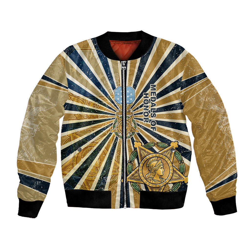 Freddie Stowers Bomber Jacket Medal Of Honor Hero - Vintage Retro Sunburst - Military Valor Heritage