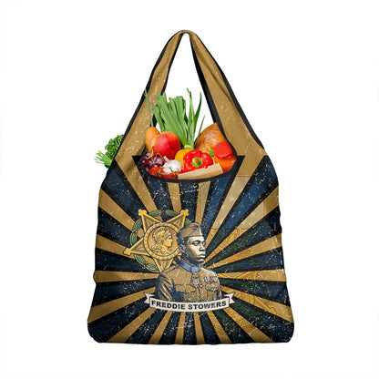 Freddie Stowers Grocery Bag Medal Of Honor Hero - Vintage Retro Sunburst - Military Valor Heritage
