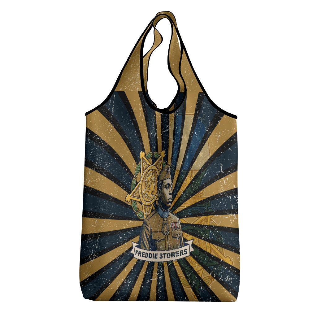 Freddie Stowers Grocery Bag Medal Of Honor Hero - Vintage Retro Sunburst - Military Valor Heritage