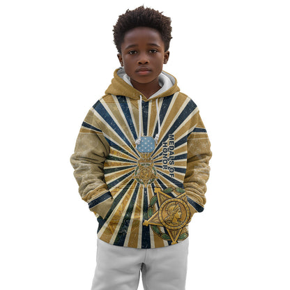 Freddie Stowers Kid Hoodie Medal Of Honor Hero - Vintage Retro Sunburst - Military Valor Heritage