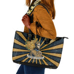 Freddie Stowers Leather Tote Bag Medal Of Honor Hero - Vintage Retro Sunburst - Military Valor Heritage