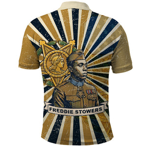 Freddie Stowers Polo Shirt Medal Of Honor Hero - Vintage Retro Sunburst - Military Valor Heritage