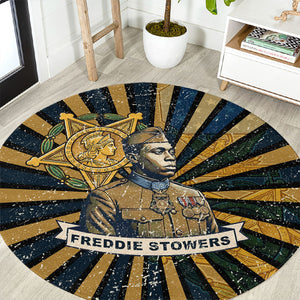 Freddie Stowers Round Carpet Medal Of Honor Hero - Vintage Retro Sunburst - Military Valor Heritage