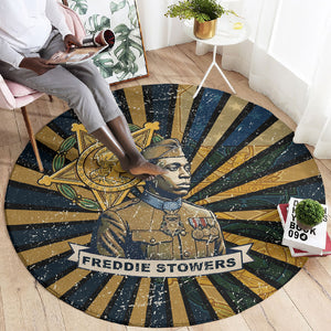 Freddie Stowers Round Carpet Medal Of Honor Hero - Vintage Retro Sunburst - Military Valor Heritage