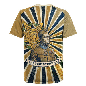 Freddie Stowers Rugby Jersey Medal Of Honor Hero - Vintage Retro Sunburst - Military Valor Heritage
