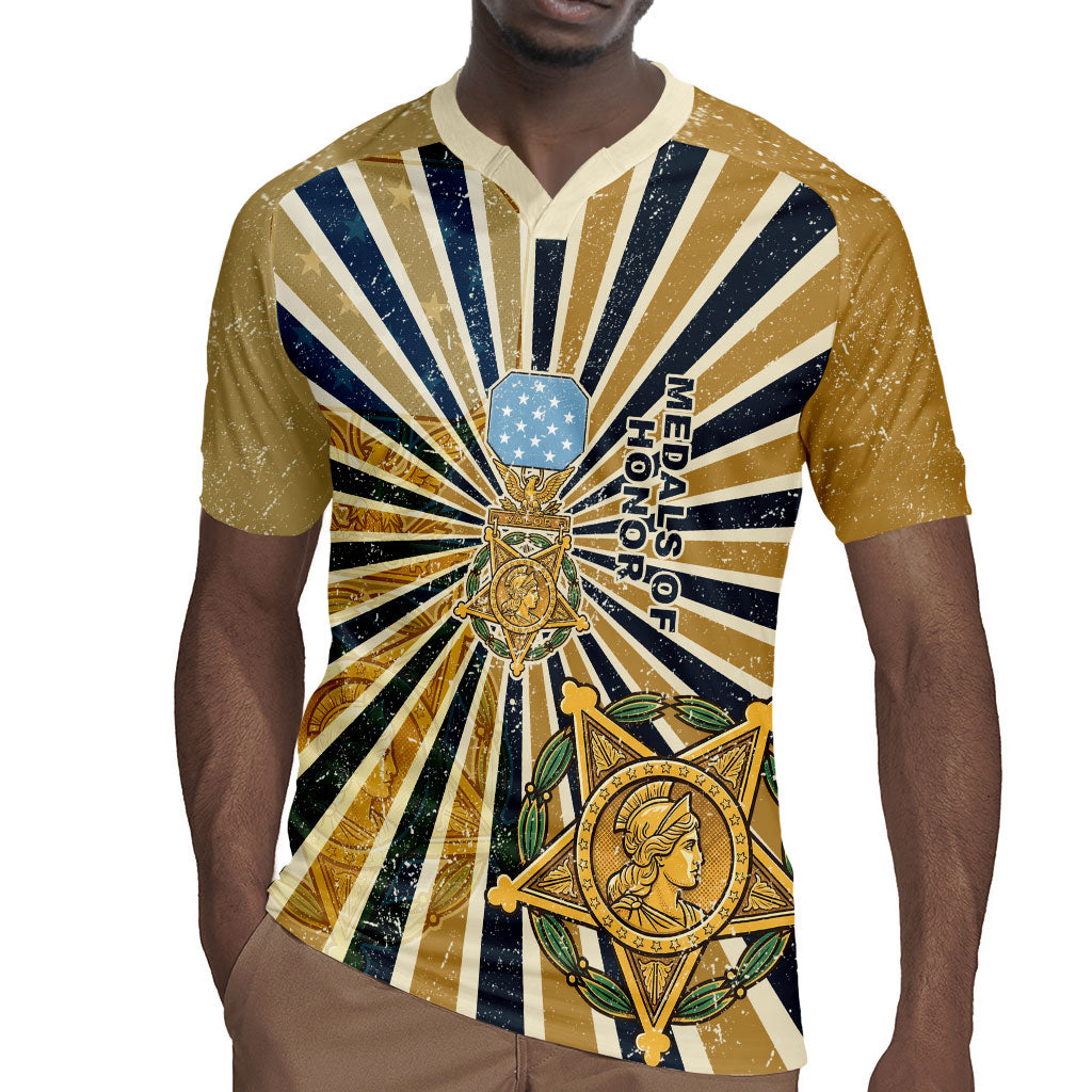 Freddie Stowers Rugby Jersey Medal Of Honor Hero - Vintage Retro Sunburst - Military Valor Heritage